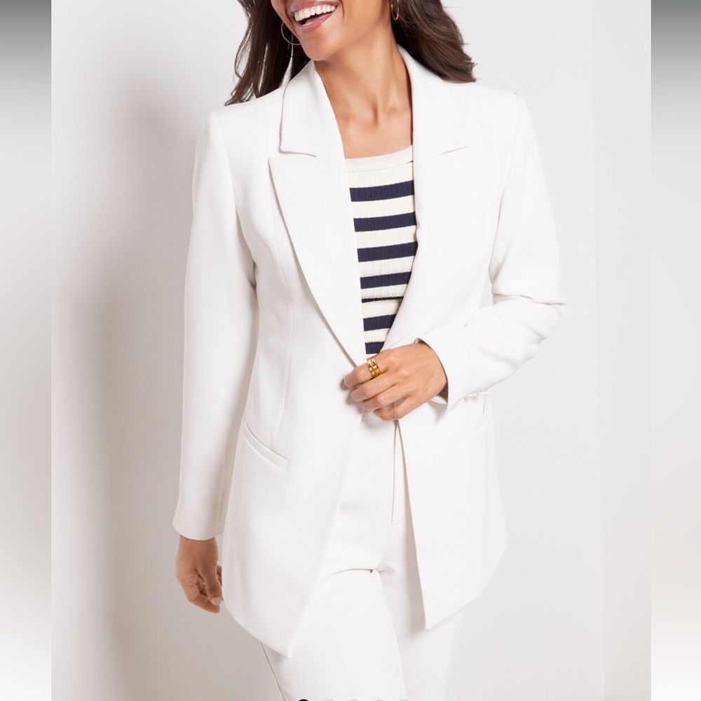š¤ NWT Good American Fitted Blazer Ivory Size 2 MEDIUM - Picture 2 of 12